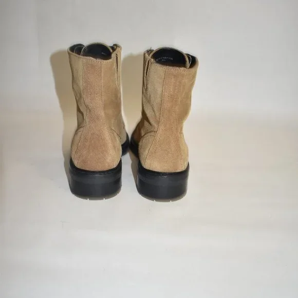 AllSaints Ariel Suede Lace Up Biker Boots Tan Brown Size 37 EU7 US